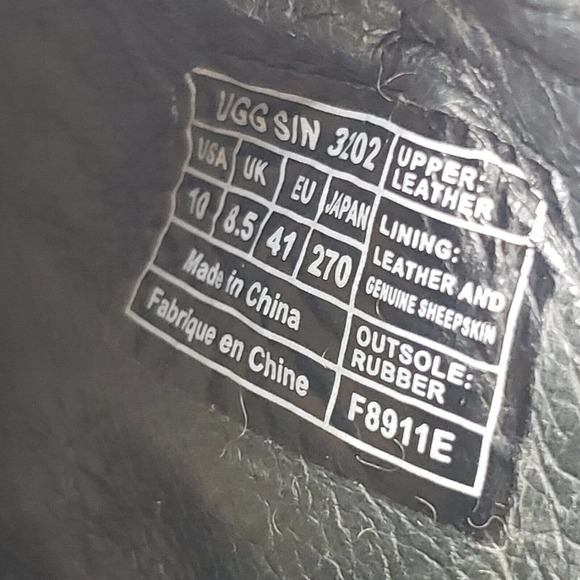 UGG Abbie Womens Black Leather Studded Wooded Clogs Size US 10 Sherpa Lined Mule - Picture 8 of 13